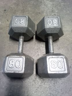 80lb dumbbells hex