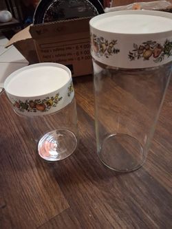 Glass Canister Set with Fruit Pattern Lids