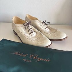 Cream Leather Lace up Oxfords