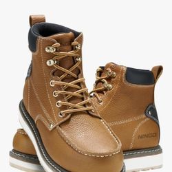 HISEA NINGO Work Boots for Men Steel/Soft Toe Boots,6” Water Resistant- Size 9.5 Men