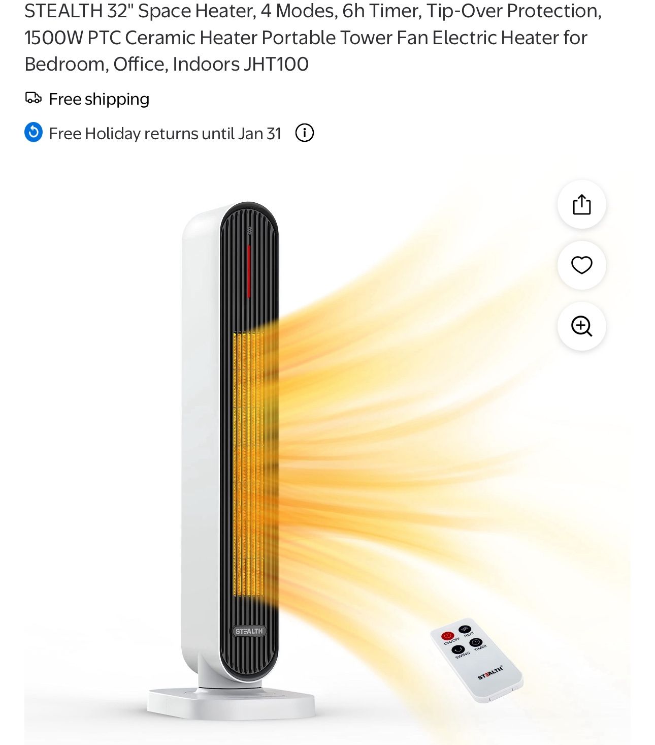 32'' Space Heater, 4 Modes