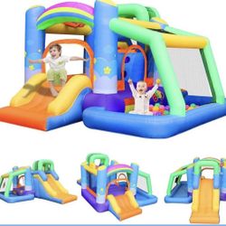 Inflatable Rainbow Clouds Bounce House Jumping Bouncer,