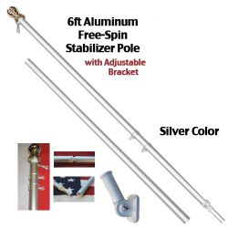 6ft Spinning Stabilizer Pole w/Bracket (Silver)