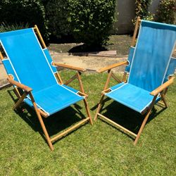 Vintage Pair of Vintager Telescope Brand Folding Lawn Chairs, Great Condition