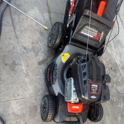 Echo 21 in. 190 cc Briggs and Stratton Gas 3-in-1 Dual Blade RWD Self-Propelled Lawn Mower with Single Lever Deck as is A 