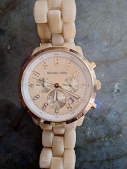 Michael Kors Chronograph Watch Cream & Rose Gold