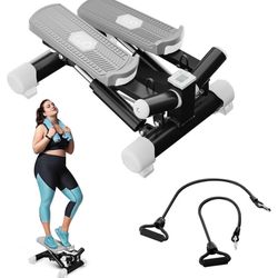 Advanced Twist Steppers for Exercise at Home, Portable Mini Stair Stepper Exercise Equipment, Resistance Bands & Mat - Hydraulic Fitness Stair Climber