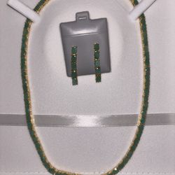 New Natural Emerald Necklace And Earrings