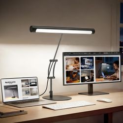 LED Desk Lamp for Home Office, Eye-Protecting Desk Light with Base，3 Color 10 Brightness Metal Table lamp,Suitable for Work, Study and Reading