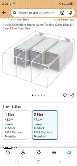 Acrylic Collectible Sports Game Trading Cards Display Case 3 Slot Clear Box