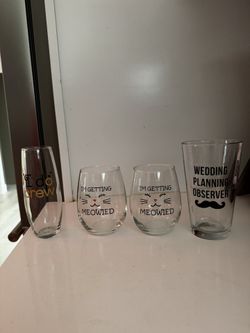 WEDDING, bridal CUPS, - cat theme 