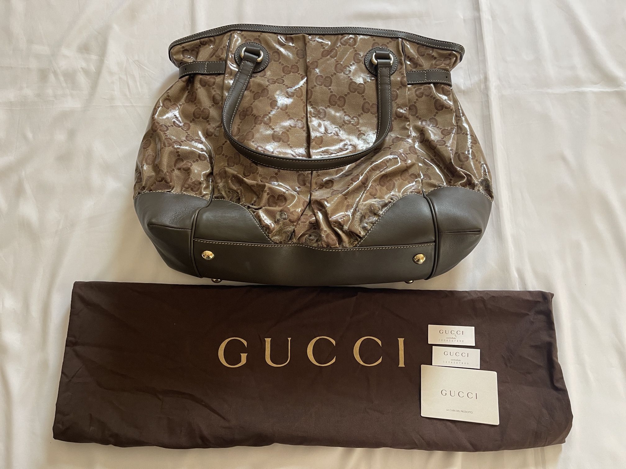 Women Gucci GG Crystal Coated Tote Large Shopping Shoulder Bag Handbag Green