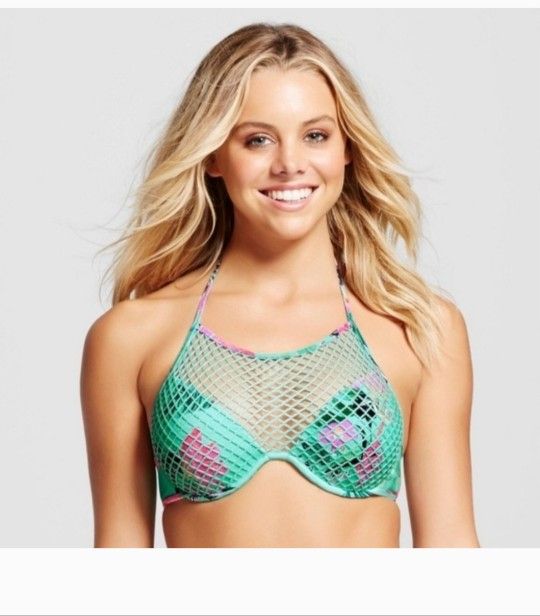 Shade & Shore Women Swimwear 34DD Floral Mesh Bikini Top Adjustable Underwire
Excellent condition, no flaws
High neck floral mesh bikini swim top
Si