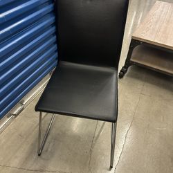 Set of 4 Black Leather Chairs