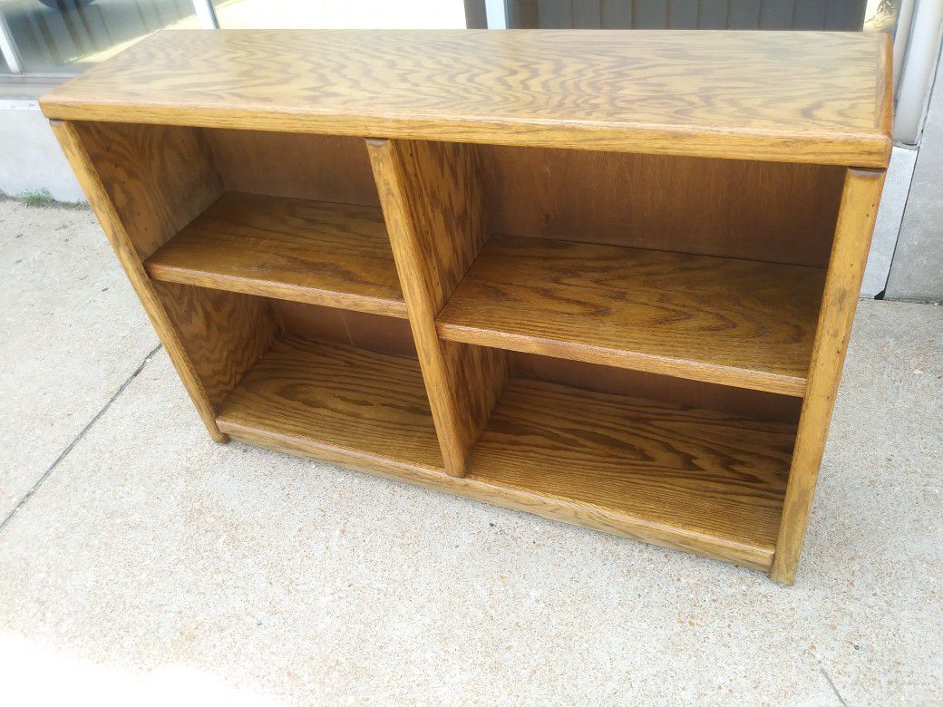 Nice long brown bookcase with adjustable shelves for sale