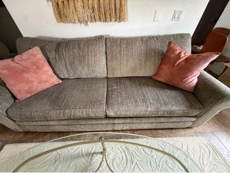 Living spaces green/ grey sofa