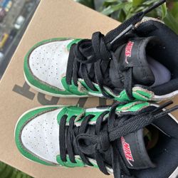 KIDS Nike Air Jordan 1 High Toddler LUCKY Green/White/Black Red Sz 8c