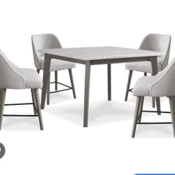 Marble Counter-Height Dining Set – Table + 3 Chairs