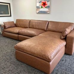 Emilia Real Leather Sofa & Ottoman