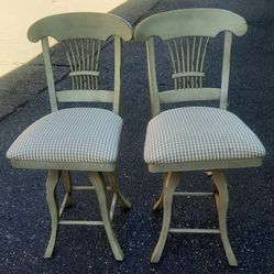 Solid Wood swivel cushioned bar chairs (set 2) $85