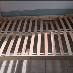 Ikea's Neiden + Luroy FULL size bed frame, pine and slatted bed base.