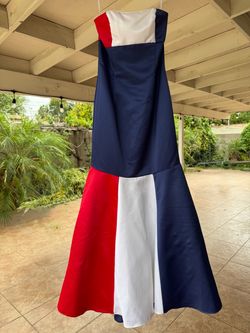 Jessica McClintock Red White Blue Strapless Color-Block Gown Formal 8