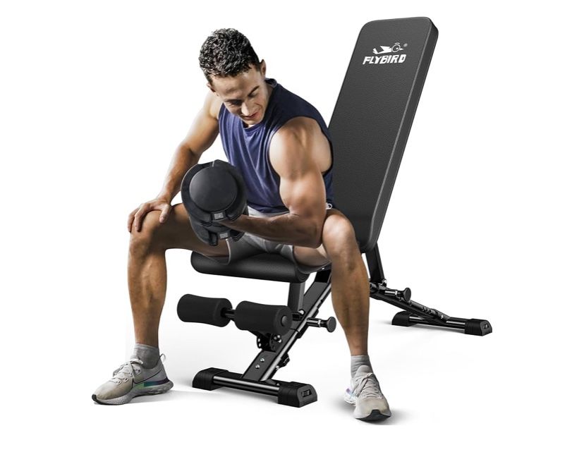 FLYBIRD Weight Bench, Adjustable Strength Training Bench for Full Body Workout