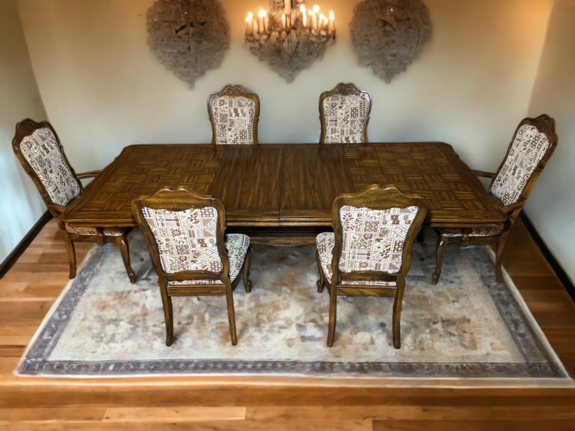 Burlington House Oak Extending Rectangular Dining Table & 6 Chairs Set