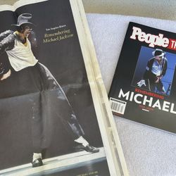 MICHEAL JACKSON ORIGINAL LOS ANGELES TIMES NEWS PAPER & TIMES MAGAZINE TRIBUTE ( MINT CONDITION ) 