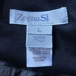 Zegna Sport Made In Italy Size L Gray Hooded Raincoat Windbreaker Waterproof