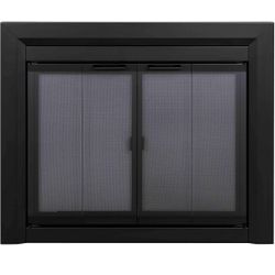 Pleasant Hearth Clairmont Fireplace Glass Door, Medium (CM-3011) , Black