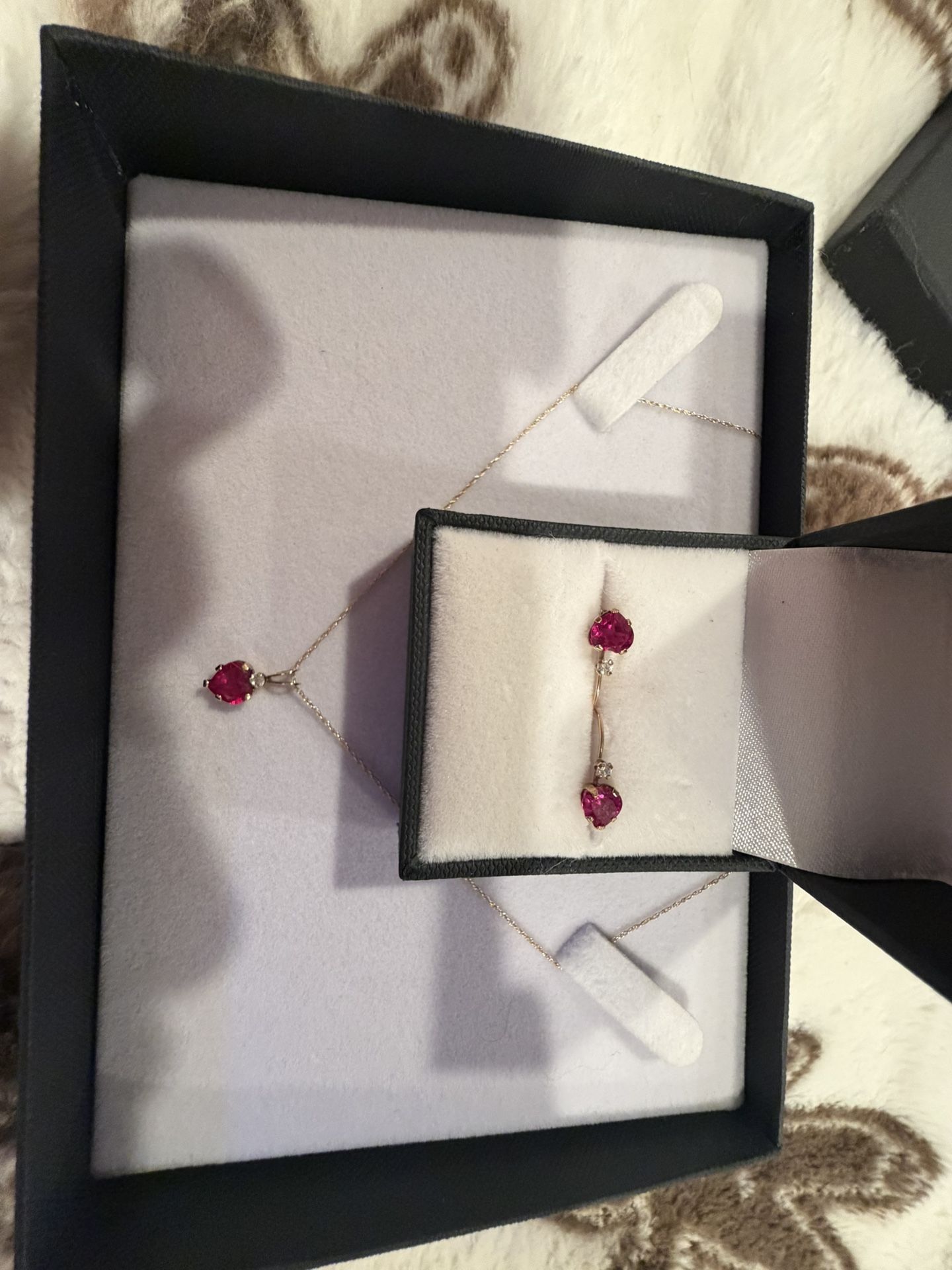 10K Gold Ruby Necklace & Earrings Set – Mother’s Day Gift 💝