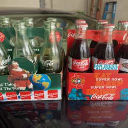 SAN DIEGO LIMITED EDITION Coca-cola FULL 6pack Super Bowl XXXII 1998 + international Xmas bottles