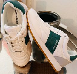 Calvin Klein Women's Tatyann Retro Lace-Up Sneakers in White and Green size 6.5 with the original box.
