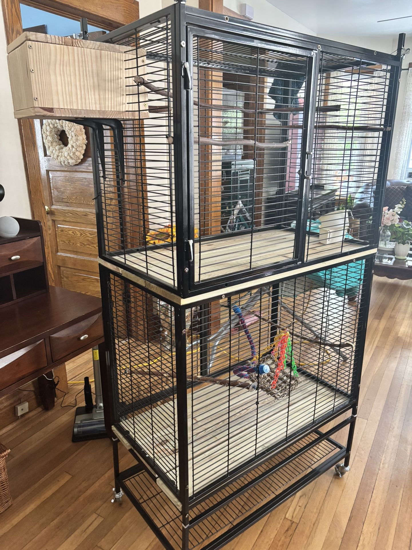 2 tier stackable bird cage ~6 ft tall