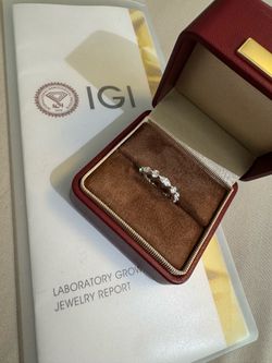 5.5 14k White Gold Marquee + Round Eternity Diamond Ring