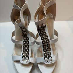 Womens Queen Chateau White Stiletto Heels Size 10 