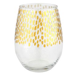 Set of 6 Gold + Clear Stemless Glasses, New in Box