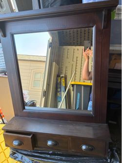Hall mirror with drawers and shelf