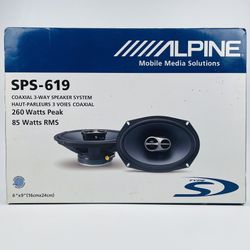 Alpine 6"X9" Pair Speakers Model SPS-619 Coaxial 3-Way System 260W Peak 85W RMS