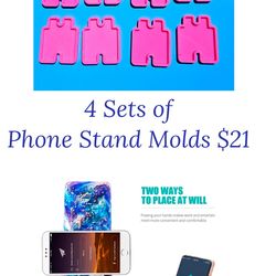 4 Sets of Silicone Molds for Resin Cell Phone Stands - Detachable Bracket