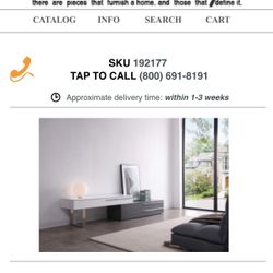 Zen Modern Adjustable Length Tv Stand Console With 2 Drawers