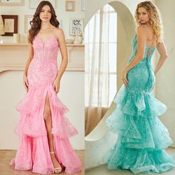 New With Tags Sequin Ruffle Corset Long Formal Dress & Prom Dress $319