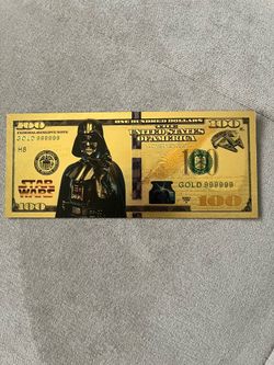 Star Wars Darth Vader NOVELTY 24kt Gold Foil Plated Collector Bill