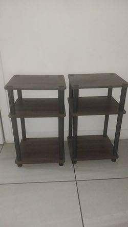 Brown and black end tables