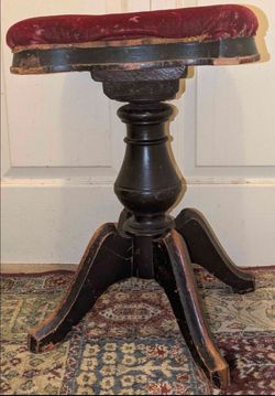 Victorian Late 1800s Solid Wood Piano Stool Ottoman
