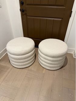 Two Crate & Barrel Storage Ottomans