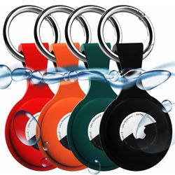 4 Pack AirTag Holder with Keychain AirTag case with Anti-Lost Keychain, Protective Air Tag, Item Finders, for for Dog, Cat, Luggage, Wallet, Backpacks