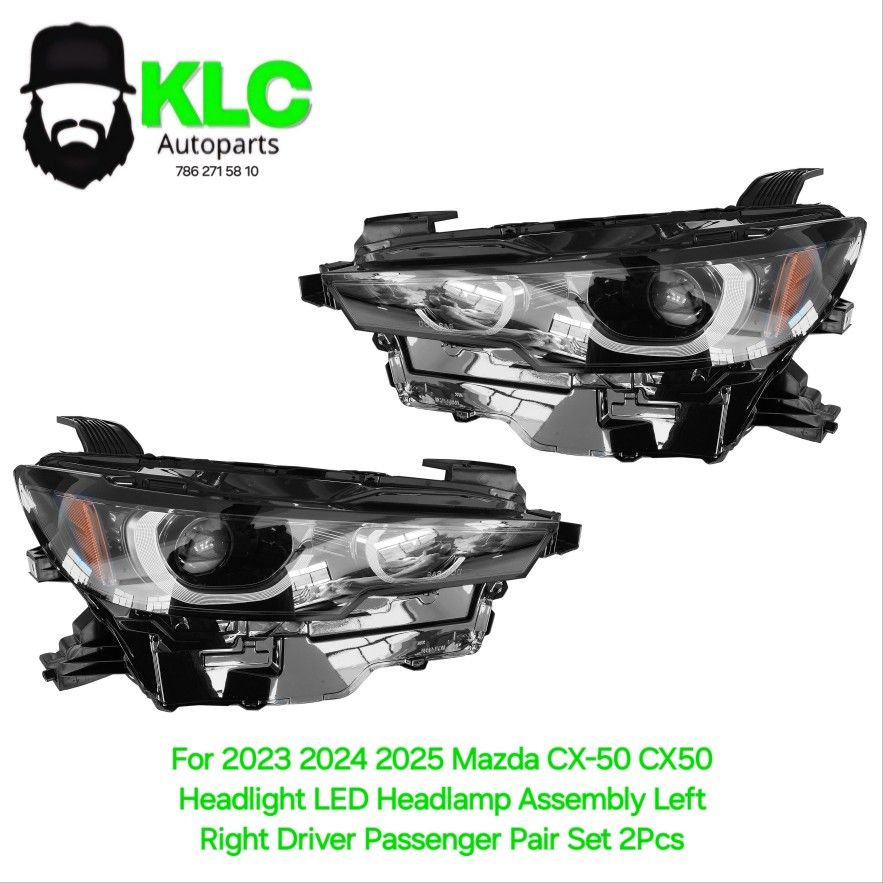 For 2023 2024 2025 Mazda CX-50 CX50 Headlight LED Headlamp Assembly Left Right Driver Passenger Pair Set 2Pcs