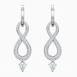 SWAROVSKI INFINITY PIERCED EARRINGS, WHITE, RHODIUM PLATED
